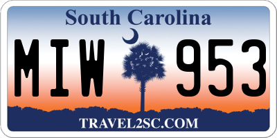 SC license plate MIW953