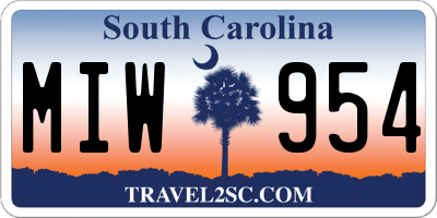 SC license plate MIW954