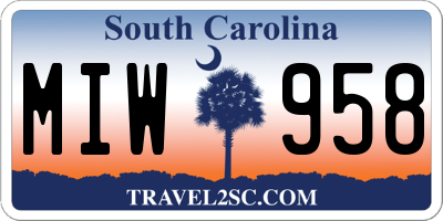 SC license plate MIW958