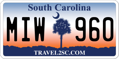 SC license plate MIW960