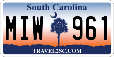 SC license plate MIW961
