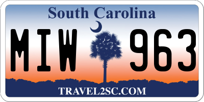 SC license plate MIW963