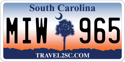 SC license plate MIW965