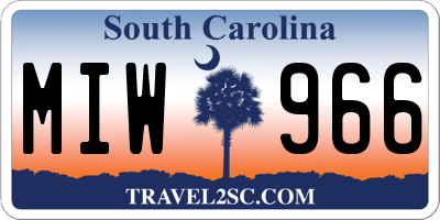 SC license plate MIW966