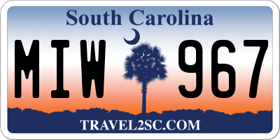 SC license plate MIW967