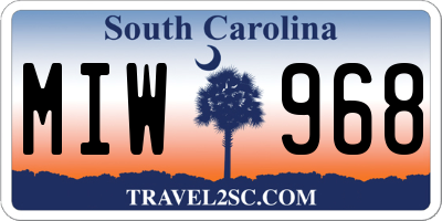 SC license plate MIW968