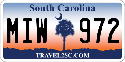SC license plate MIW972