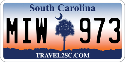 SC license plate MIW973