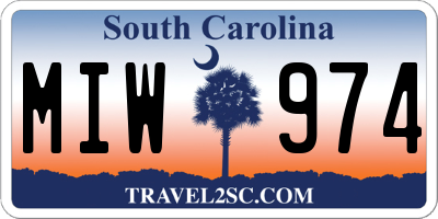 SC license plate MIW974