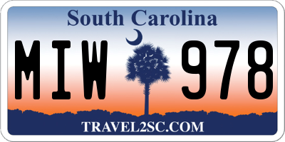 SC license plate MIW978