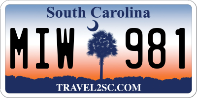SC license plate MIW981
