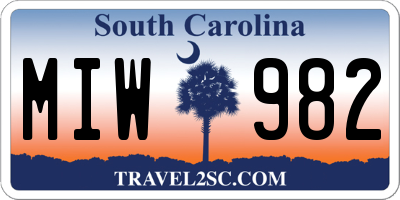 SC license plate MIW982