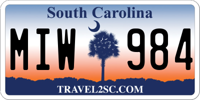SC license plate MIW984