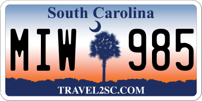 SC license plate MIW985