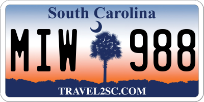 SC license plate MIW988