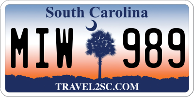 SC license plate MIW989