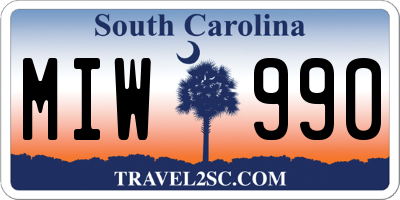 SC license plate MIW990
