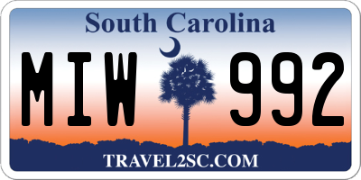 SC license plate MIW992