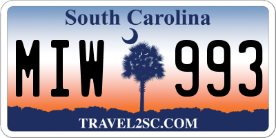 SC license plate MIW993