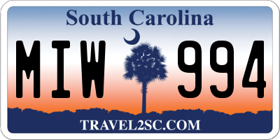 SC license plate MIW994