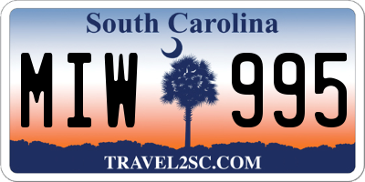 SC license plate MIW995
