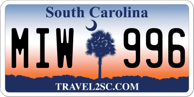 SC license plate MIW996