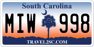 SC license plate MIW998