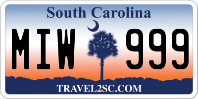SC license plate MIW999