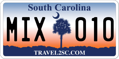 SC license plate MIX010