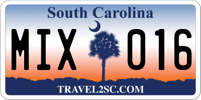 SC license plate MIX016