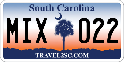 SC license plate MIX022