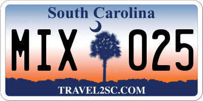 SC license plate MIX025
