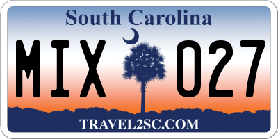 SC license plate MIX027