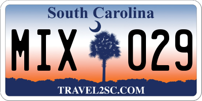 SC license plate MIX029