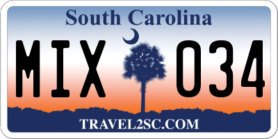 SC license plate MIX034