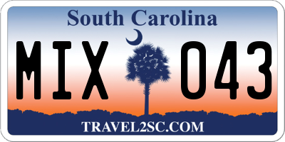 SC license plate MIX043