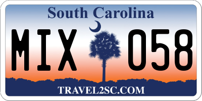 SC license plate MIX058