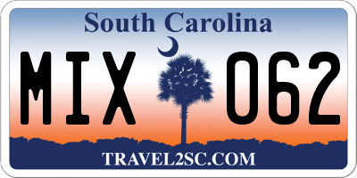 SC license plate MIX062
