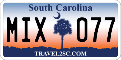 SC license plate MIX077