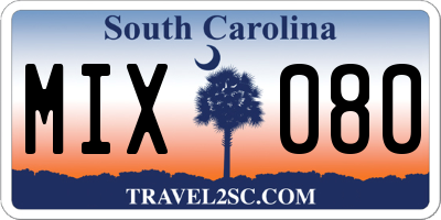 SC license plate MIX080