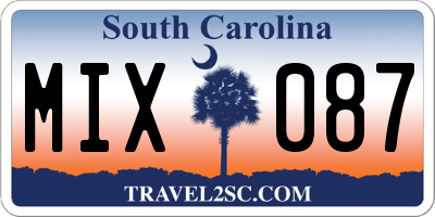 SC license plate MIX087