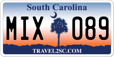 SC license plate MIX089