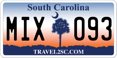 SC license plate MIX093
