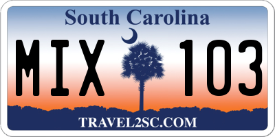 SC license plate MIX103
