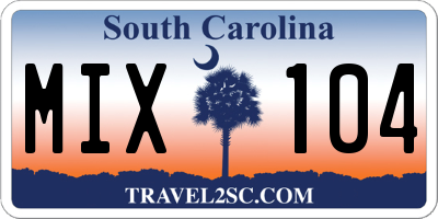 SC license plate MIX104
