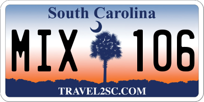 SC license plate MIX106