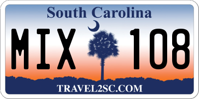 SC license plate MIX108