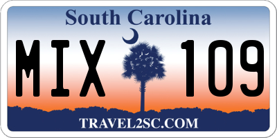 SC license plate MIX109