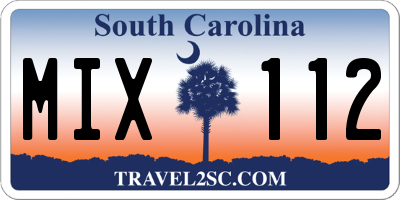 SC license plate MIX112