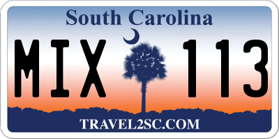 SC license plate MIX113